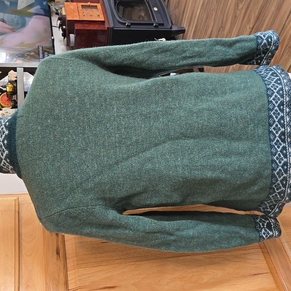 Vinatge Lambswool Blend Appleseeds Nordic Fair Isle Zip Front Cardigan Womens M - Picture 5 of 10